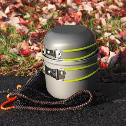 Aluminum Camping Pot Set with Lid & Carry Bag - TrailFresh.com.au