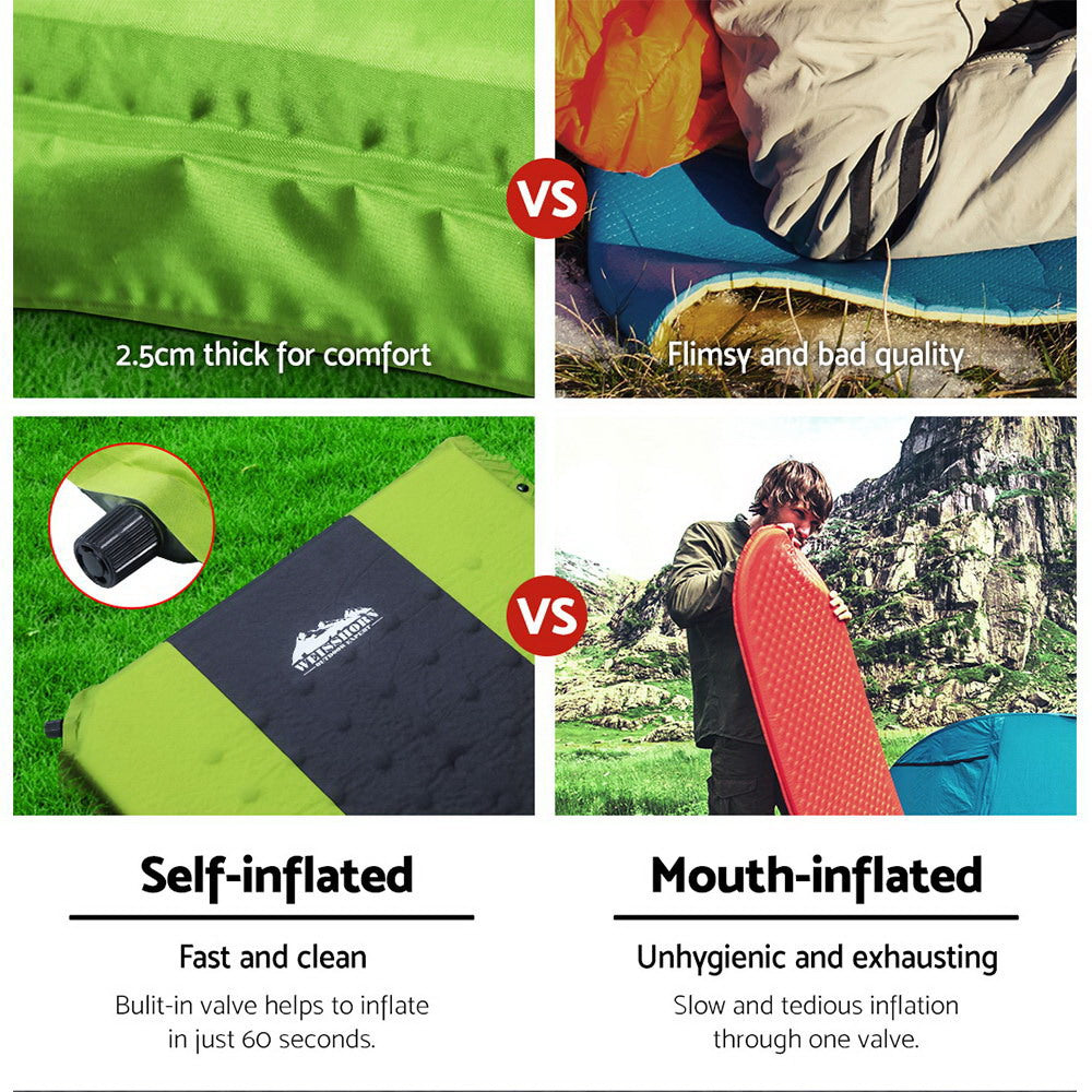 Self Inflating Mattress Camping Sleeping Mat Air Bed Pad Double Green - TrailFresh.com.au