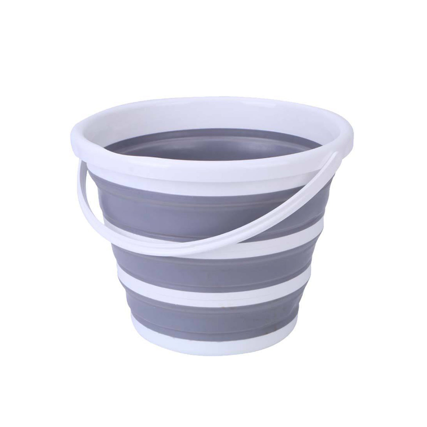 10 Litre Foldable Collapsible Bucket Silicone for Home/Hiking/Camping/Fishing - Grey/White - TrailFresh.com.au